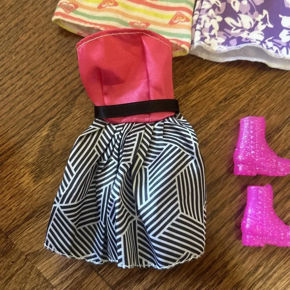 Lot of 9 Barbie Doll Clothes‎ Mixed Items Shoes Dresses Pants Bag Basket Visor